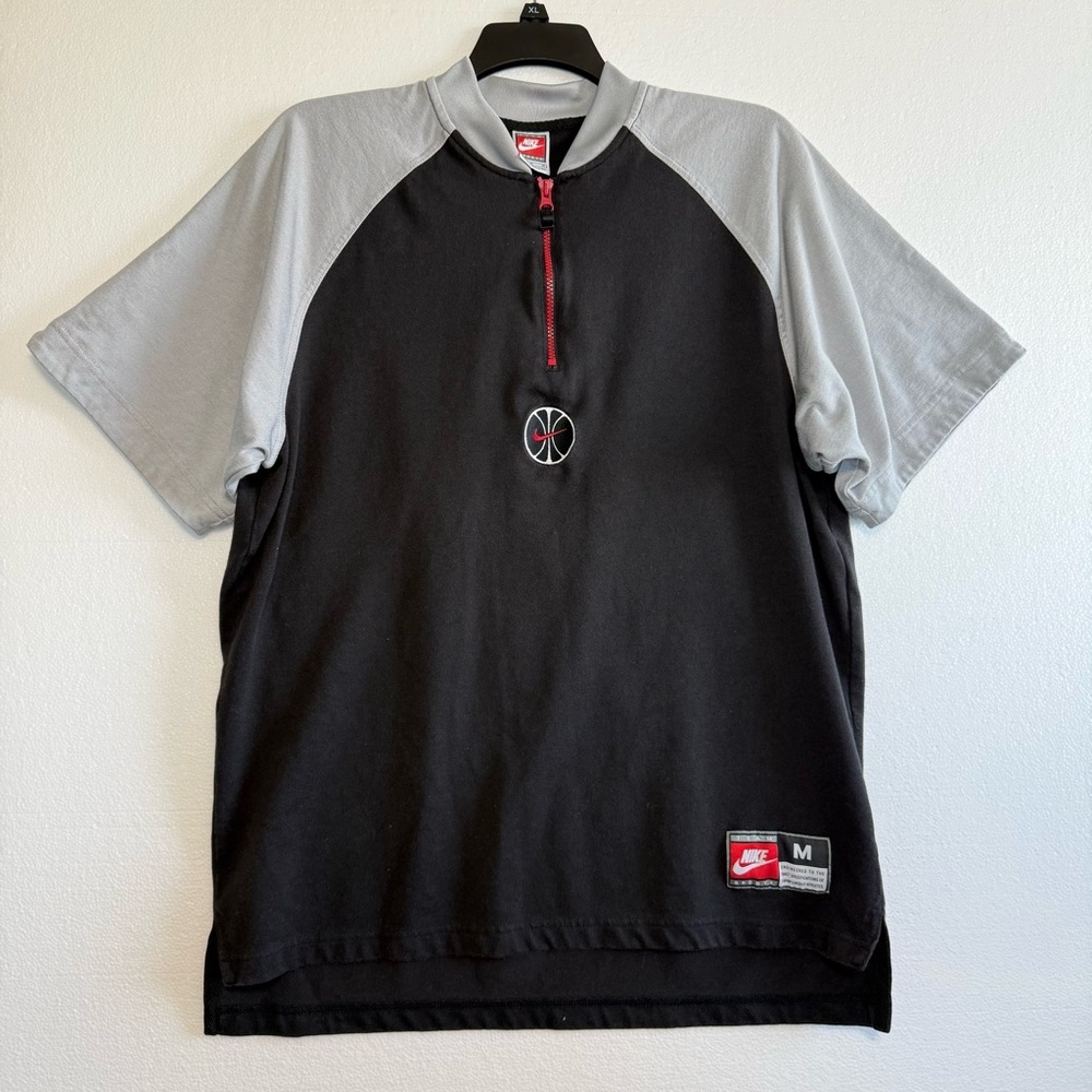 Nike Vintage Colorblock Basketball Half Zip Shirt Black Gray Red Size Medium